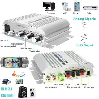 Car Home Amplifier 300W 12V Super Bass Hi-Fi 2.1 Channel Stereo Audio Mini Power Player Support CD DVD for Auto Motorcycle