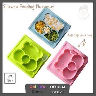 Baby Feeding Silicone Plate Placemat with Spoon 100% Food-Grade BPA FREE