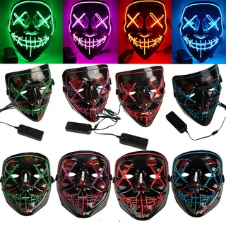 Halloween Stitched Light Up Mask Purge Movie Flash LED Wire Fluorescent Mask