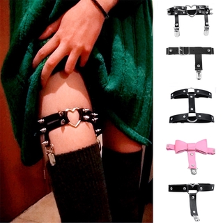 Rock Sexy Leather Love Garter Belt Elastic Leg Girl Women Harness Goth Accessories Black Gothic Rive