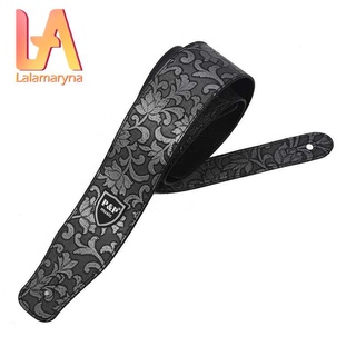 P&P PU Leather Strap for Electric Acoustic Guitar Embossed Adjustable Sier gray
