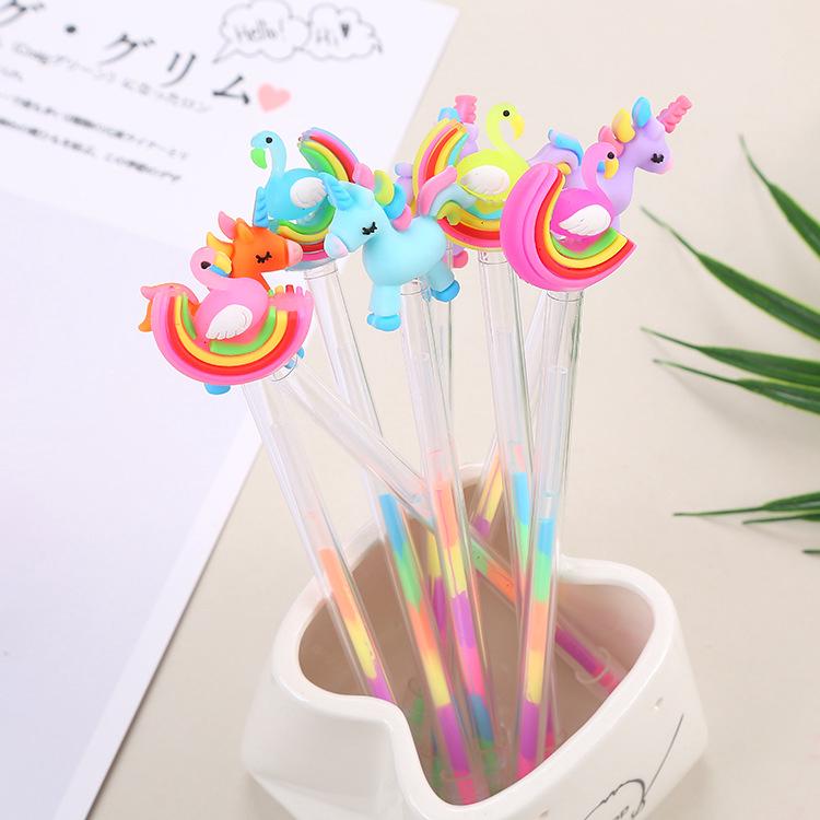 1pcs Creative stationery color gel pen cute DIY highlights pen cartoon pony 6 color highlighter