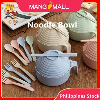 031 - Large capacity instant noodle bowl with lid, household bowl, fork, spoon and chopsticks set