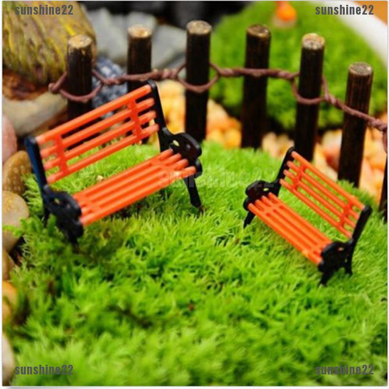 Mini Garden Ornament Miniature Park Bench Craft Fairy Dollhouse Decor Outdoor