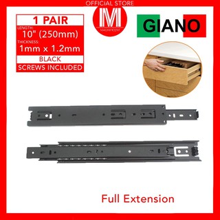 Giano Ball Bearing Full Extension Drawer Slide Guide for Cabinet (1 pair)