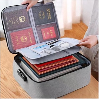 Large Capacity Files Storage Bag 3 Layer Passports Organizer Bag with Lock Waterproof for Travel