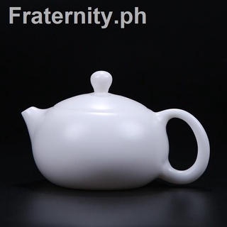 ﹍❐☽Dehua White Porcelain Teapot Ceramic Single Pot Kung Fu Tea Set Porcelain Large Pot Tea Making Maker