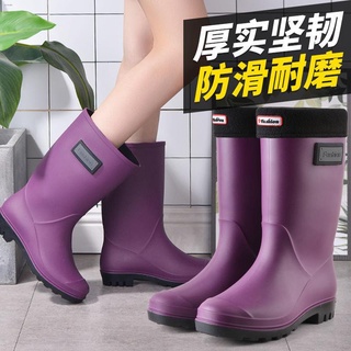 ●◕Fashion rain boots, women s mid-tube warm rain boots, non-slip women s water shoes, high-tube rubb
