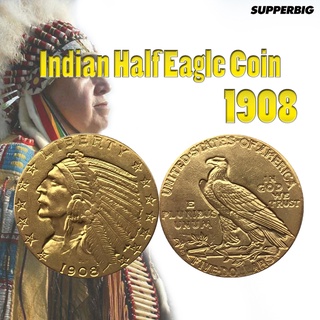 SUP Commemorative Coin Retro Wear Resistant Brass Indian Head Old Replica Coin for Home