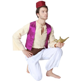 Adult Men Aladdin Magic Lamp Prince Costume Halloween Aladdin Cosplay Fantasia Fancy Dress