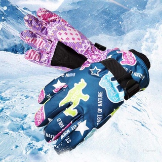 Shwnee Kids Fashion Print Ski Gloves Winter Snow Snowboard Windproof Waterproof Mitten