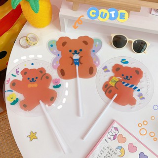 W & G milkjoy Cute Bear Transparent Small Fan Summer Cool PVC Soft