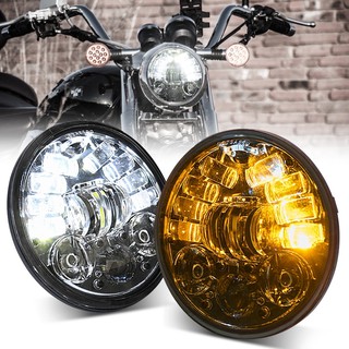 5.75 Inch Universal Round LED Motorcycle LED Headlamp White Hi-low yellow