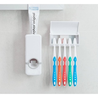 E. Automatic Toothpaste Dispenser With Wall Mounted Toothbrush Holder & Toothbrush Holder Set Bath (2)