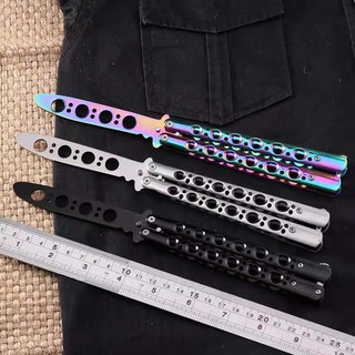 Foldable Comb Stainless Steel Practice Training Butterfly Knife Comb Beard Moustache Brushes (1)