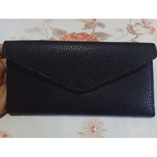 Long Wallet Bi-fold Black Soft Leather