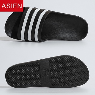 ASIFN Summer Men's Beach Slippers EVA Men Shoes Women Couple Flip Flops Soft Sole Black White Stripe