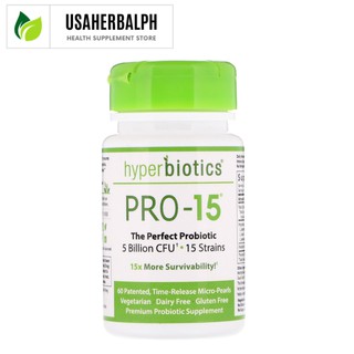 Hyperbiotics, PRO-15, The Perfect Probiotic, 5 Billion CFU, 60 Patented, Time-Release Tablets