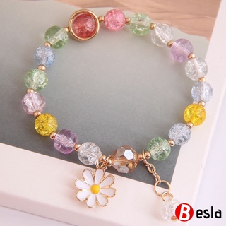 Lovely Crystal Beads Daisy Charm Fortune Bracelet for Women Lucky Wrist Crystal Bracelet Girls Wrist Chain Bangle Jewelry BESLA