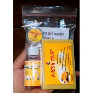 PURE ORGANIC KASOY PRODUCT SET FOR WARTS, MOLE, SKINTAGS (5G KASOY CREAM, 100G KASOY SOAP, KASOY OIL