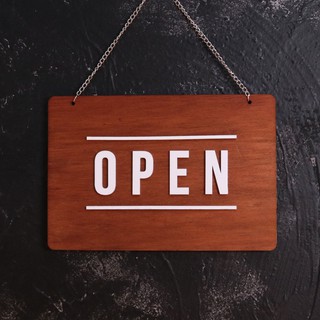 Dark Cocoa Brown Plywood Open Closed Sign Board for Wall Decor