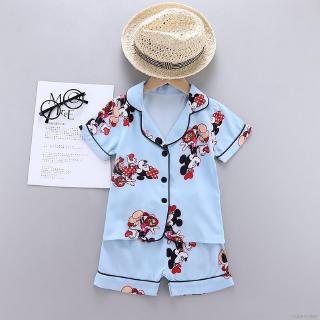 【Superseller】Terno Pajama For Kids Baby Boys Girls Outfits Set Short Sleeve Blouse Tops+Shorts Sleepwear Home Pajamas 1-6 Years Old