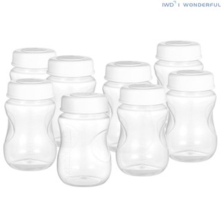8 PCS Breastmilk Bottles with Leakproof Lid Wide Neck BPA-free 180ml/ 6.1oz Breast Milk Collecting Storage Bottle for Home Work Travel