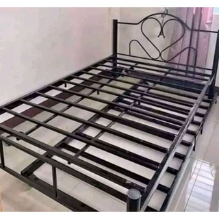 Steel bed double size with pull out single