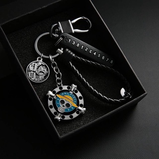 One Piece Keychain Luffy Wanted Order Pendant Bag Key Chain Car Key Ring Metal Waist Hanging Men's Custom Car tide brand Interior products