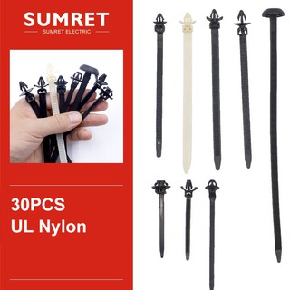 ♕▩✢Fixed Push Mount Wires Tie Car Cable Fastening Bundled wire band wrap zip Automotive wiring ties
