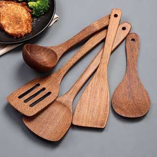 Wooden spatula kitchen nonstick wooden kitchenware wooden spoon Wooden Spatulas, Kitchen Utensils, Cooking Utensil, 100% Healthy Utensils from High Moist Resistance Teak, Eco-Friendly Wood Spatula for Non Stick Cookware (2)