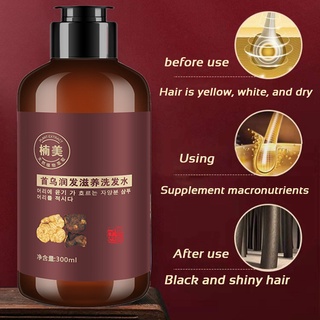 Black Hair Shampoo Herbal Natural Polygonum Multiflorum White Hair Blackening Botanical 300mL (3)