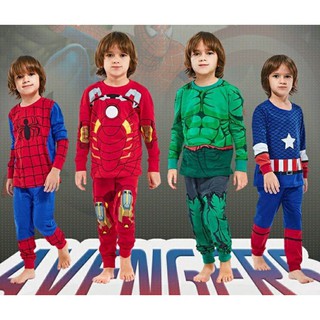 ☽❈Spiderman Ironman Captain America Hulk Halloween Costume Boys Baby Kids Pajama Set Sleepwear HK
