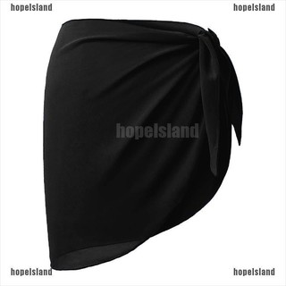 【GON】Women Beach Bikini Cover Up Solid Chiffon Wrap Skirt Sarong Scarf Bathing Suit