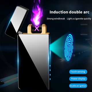 Windproof Dual Arc Lighter Plasma Flameless Rechargeable Electric Lighter for Cigarette Candle with