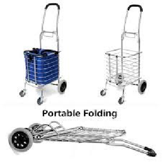 2 Wheel Stainless steel Folding Portable Shopping Market Grocery Basket Cart Trolley (1)