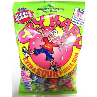 DOUBLE BUBBLE CRY BABY EXTRA SOUR BUBBLE GUM. IMPORTED FROM USA.
