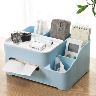 Desktop Storage Box Tissue Box Multi-functional Desk Organizer for Living Room Dining Room Coffee Table (1)