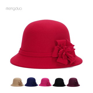 ▷Meng◁Women Retro Flower Bowler Hat Solid Color Cap for Party Prom Cocktail Travel