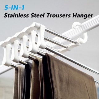 Magic 5-in-1 Stainless Steel Trousers Hanger Multifunction Portable Pants Closet Belt Holder Rack