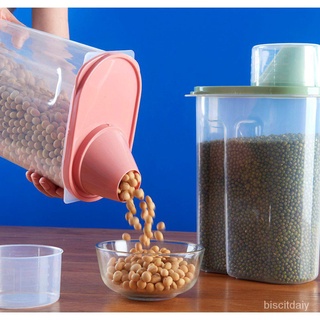 4WZi [Cereal Dispenser with Cup] Food Cereal Grain Rice Plastic Storage Container Dispenser Containe