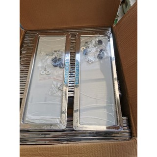 ✉☼Car Plate frame Number with GLASS Cover Stainless Steel Frame Protector holder casing Deflector (2)