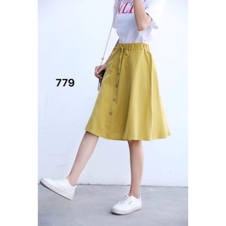 Korean Style Buttons Down Cotton Skirt and Long Skirt #779