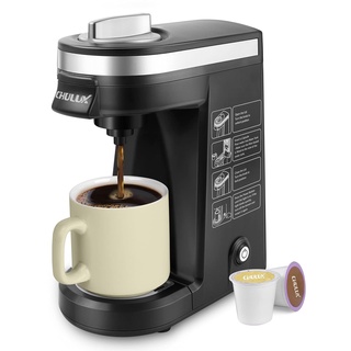 CHULUX Single Cup Coffee Maker Machine,12 Ounce Pod Coffee Brewer,One Touch Function for Brewing Cap