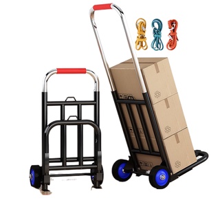 ☼ↂSmall pull cart folding household handling trailer shopping grocery shopping stall trolley artifact light portable lug