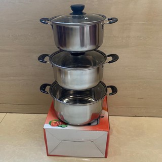 3in1 small pot stainless steel 16cm, 18cm, 20cm (1)
