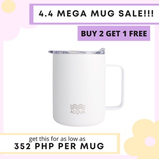 Acqua Stainless Steel Mug with Handle, 12 oz Double-Wall Vacuum Insulated with Lid in Pearl White (1)