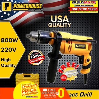 POWERHOUSE USA 800W Impact Drill Hammer With Case PHB-IMPACT13REVCASE + FREE YUKO GOGGLES PHPT