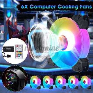 NN 6PCS 12CM RGB LED Quiet Computer Case Cooling Fan+Remote Control Christmas Gift