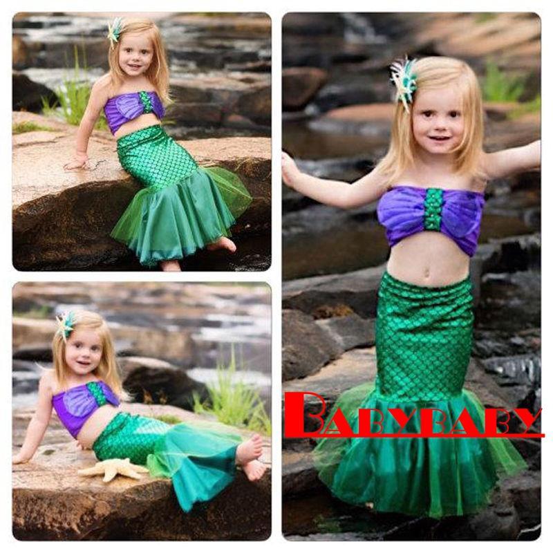 HBY-Baby Girls Little Mermaid Set Costume Bikini Swimwear